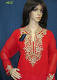 Georgette Solid Color Kurta w/ Gold Detail Cocktail Wear X Large Size